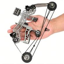 Mini Compound Bow, Stainless Steel, Silver, Archery Target Shooting, Hunting And Fishing Gear, Outdoor Sports Equipment,Bow And Arrow - 銀色 - 查看 6