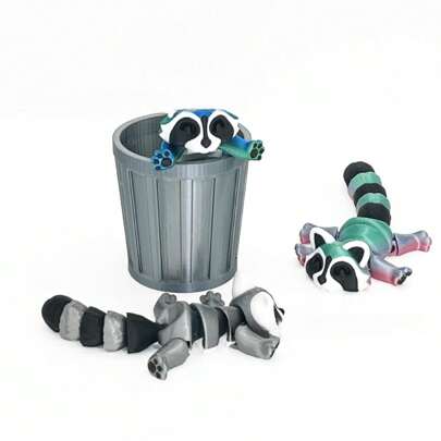 1pc Articulated Raccoon Trash Can Doll – Vibrant 3D Printed, Multi-Joint Posable Design For Relax – Ideal Desk Decor & Unique Gift For Home And Office, Raccoon Decor