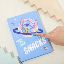 Miniso Disney Stitch Gourmet Party Serie Schulheft, Gleitelauf 3D-Design, Tagebuch Notizblock Handbuch Cartoon Hardcover Arbeitsmappe, Schulanfang Geschenk, tintenfestresistenter wasserdichter Einband 80 Blatt
