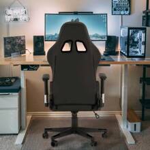 FOH Silla Gamer Reclinable, Gaming Silla Ergonómica Brazos Ajustable, Soporte Lumbar y Respaldo, Capacidad Máxima 125kg, Silla de Ordenador Giratoria con Reposacabeza Apoyo y Cojín Lumbar - Gris - Ver 7