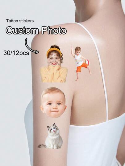 30-300 szt. niestandardowych tymczasowych tatuaży, spersonalizowanych fałszywych tatuaży, spersonalizowanych tymczasowych tatuaży z możliwością personalizacji zdjęć i obrazów, naklejek urodzinowych, na rocznice, prezenty ślubne, walentynki, ceremonie ukończenia szkoły, prezenty urodzinowe, idealne prezenty dla niego/niej, przyjaciół, mężczyzn, kobiet, rodziny, ciepła atmosfera, jesienne odświeżenie domu, dekoracja świąteczna