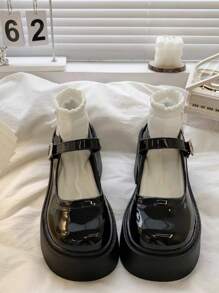 White Fairy Style Mary Jane Flats, Summer 2024 New Versatile Retro Short Height Increasing Shoes, Match Dresses