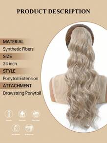 接发 抽绳马尾卷发接发 马尾辫 棕色接发 蓬松卷发夹式接发 马尾辫假发 马尾接发 女士马尾接发 24 英寸