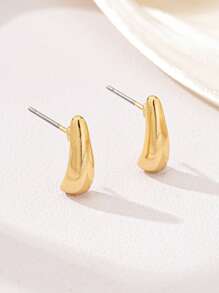 1 对精致时尚的几何设计精致锌合金小吊坠耳环，适合男女，非常适合送礼、聚会和各种场合 - 幾何耳環 - 查看 4