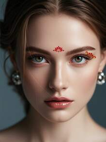 4 SheetEyebrow Center Sticker, Antique Style Girl, Forehead Print Tattoo Sticker