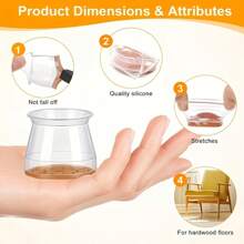 12/24/32PCS Chair Leg Floor Protectors, Furniture Pads For Hardwood Floors, Furniture Sliders For Chair Legs, Rectangle Floor Protectors For Chairs, Silicone Chair Leg Caps Cover,Effectively Protect The Floor