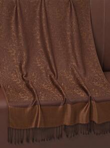 1pc Fashion Paisley Pattern Cashmere Shawl, Women's Cashmere Jacquard Scarf, Warm Knitted Blanket Shawl For Winter, Muslim Headscarf Dress - Brown - View 4