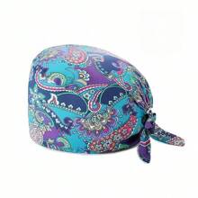 1 pieza Gorra de trabajo con estampado digital para mujeres/Gorra de enfermera, antibacteriana y antipolvo, adecuada para enfermeras, profesionales de belleza, amas de casa y personal de limpieza en instituciones médicas