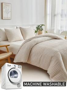 Juego de edredón de 2/3 piezas de poliéster suave, juego de ropa de cama con estilo bohemio minimalista y de moda, adecuado para todas las estaciones (1 edredón + 1/2 funda de almohada)