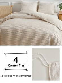 Juego de edredón de 2/3 piezas de poliéster suave, juego de ropa de cama con estilo bohemio minimalista y de moda, adecuado para todas las estaciones (1 edredón + 1/2 funda de almohada)