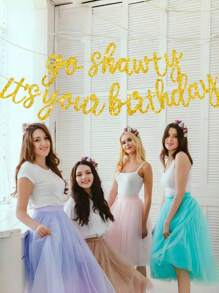 Happy Birthday Decorations, Go Shawty It's Your Birthday Banner, Hip-Hop Themed Flashing Happy Birthday Pull Flag, Suitable For Men And Women Birthday Party Supplies, Holiday Party Decoration Banners, Wedding Decorations, Spring Outdoor Decorations