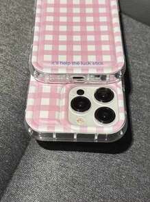 1 Stück Anti-Schock Airbag Design Rosa kariertes TPU Handyhülle kompatibel mit Apple Handy, wasserdicht, stoßfest, kratzfest - Transparent - Übersicht 2