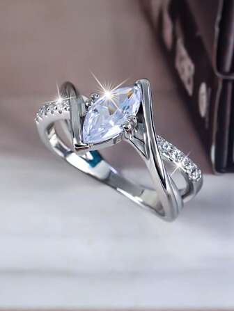 1 szt. Wysokiej jakości błyszczący pierścionek w kształcie oka z cyrkonii, elegancki design dla kobiet, odpowiedni do codziennego noszenia, rocznicy, zaręczyn, ceremonii ślubnej