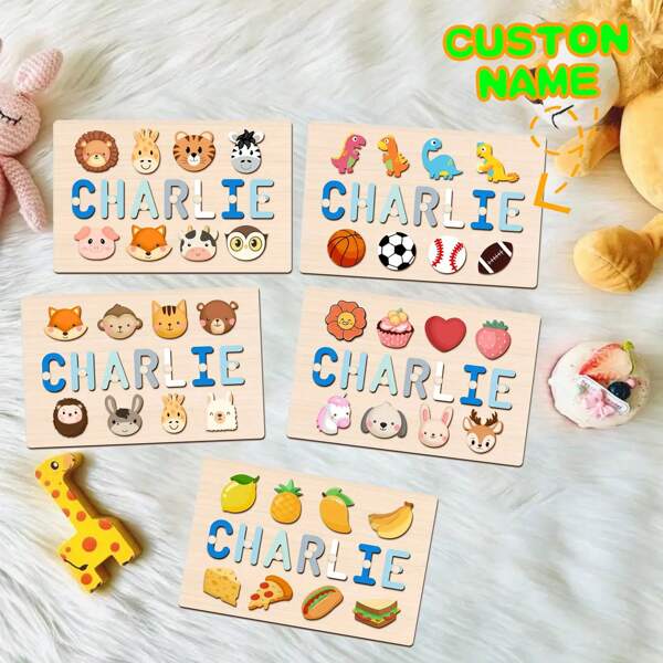 Tabla de rompecabezas con nombre personalizado, regalo de Pascua, rompecabezas con nombre, regalo de primer cumpleaños, tabla de rompecabezas con nombre única, juguete educativo para niño o niña bebé, juguete de rompecabezas 3D con letras, nombre infantil personalizado