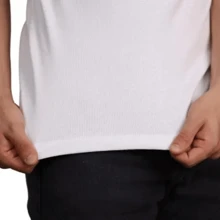 American Men's Ribbed Blouse Fitted Short Sleeve Round Neck Cotton Elastane T-Shirts - 黑色 - 查看 4