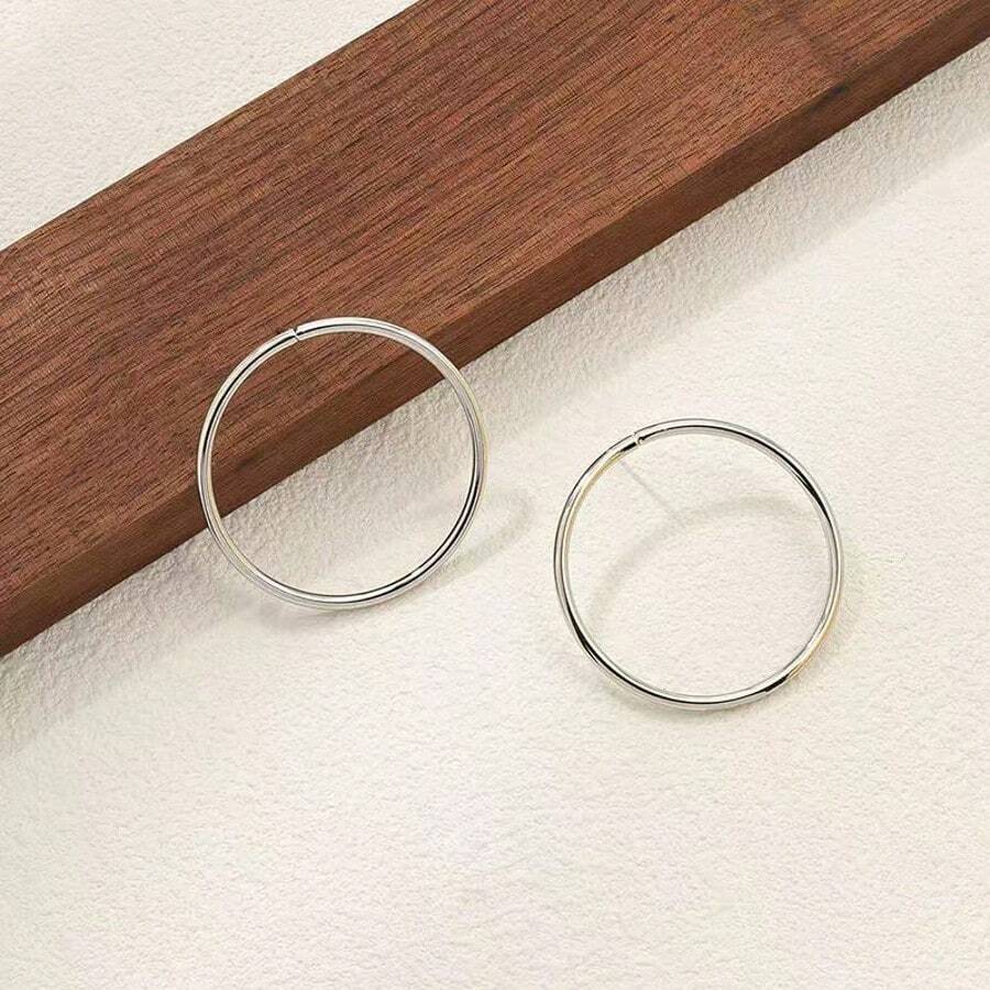1 Pair Geometric Hoop Earrings, Women Accessories