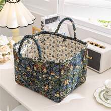Large Capacity Fabric Storage Basket, Foldable Laundry Basket With Easy Carry Handles, Durable Laundry Hamper For Clothes, Toys  Home Storage - 藍色 - 查看 1