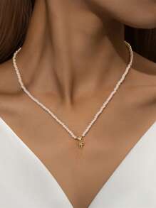1PC 925 Sterling Silver Love Bow Pearl Pendants Necklace Fine Jewelry Gift For Women Mother's Day Daily Wear Wedding Party Engagement Valentine's Day