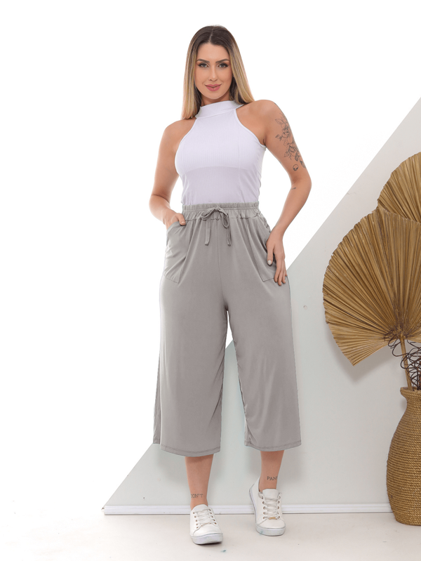 CHARLOTTE MODAS Calça pantacourt feminina pantalona curta