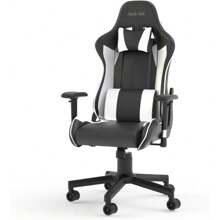 FOH Silla Gamer Reclinable, Gaming Silla Ergonómica Brazos Ajustable, Soporte Lumbar y Respaldo, Capacidad Máxima 125kg, Silla de Ordenador Giratoria con Reposacabeza Apoyo y Cojín Lumbar - Gris - Ver 1