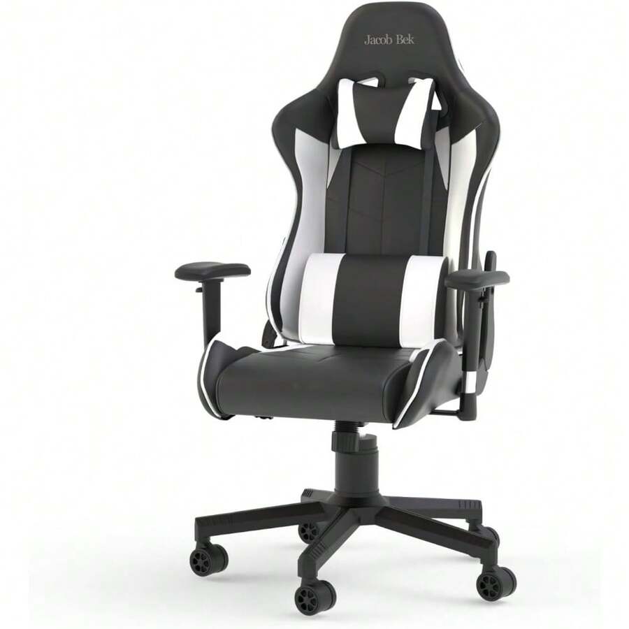 FOH Silla Gamer Reclinable, Gaming Silla Ergonómica Brazos Ajustable, Soporte Lumbar y Respaldo, Capacidad Máxima 125kg, Silla de Ordenador Giratoria con Reposacabeza Apoyo y Cojín Lumbar - Gris - Ver 1