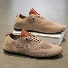 أحذية رجالية لأصحاب البدناء ذات تصميم متعدد الألوان للأعمال ، أحذية مريحة مانعة للانزلاق وقابلة للتنفس للمشي ، أحذية رجالية - كاكي - مشاهدة 2