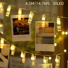 1pack 10/20/30/40 LED Clamp Photo String Light Battery Powered Bedroom Decorative Atmosphere Lamp For Home Wall Hanging Pictures Cards Tree Wedding Party Decoration