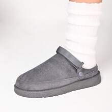 READY SALTED Women's Mules Comfortable Non-Slip Home Shoes Women's Warm Slippers Women's Fashion Solid Colour Strap Indoor Casual Shoes - Grey - View 2
