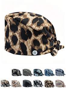 1 pieza Gorra de trabajo para mujer de poliéster con estampado geométrico, apta para médicos, enfermeras o trabajos de limpieza, práctica, antibacteriana y antipolvo, adecuada para primavera, verano, otoño e invierno