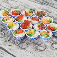 3 Pieces Mini Food Keychain PVC Simulation Flower Bowl Noodle Keychain Creative Cute Delicious Food Keyring Kitchen Dollhouse Accessories School Bag Key Pendant Accessories - Multicolor - View 7