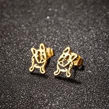 1 Pair Of Stainless Steel French Bulldog Dog Earrings, Novelty Anime Jewelry Loose Pet Fashion Jewelry Gift For Women, Wedding/Anniversary