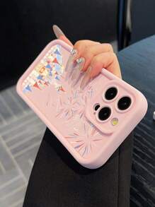 Fashionable & Refined Castle And Firework Pattern Shock-Proof Phone Case Compatible With Apple Smartphones