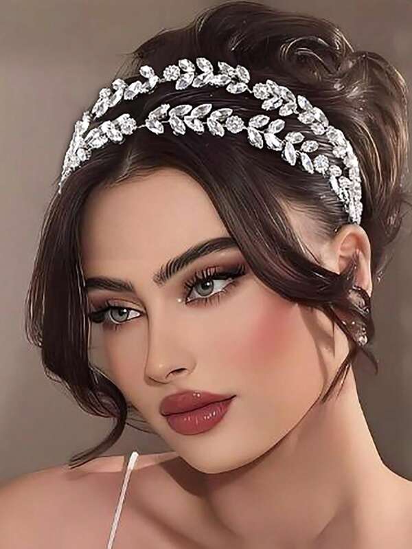 1pc Silver Handmade Rhinestone Braided Belt, Fashion Waist Accessory Suitable For Wedding Dress, Sexy And Elegant European And American Style