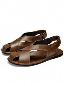 CLOHOO Handmade Men's Comfortable Soft Sole & Upper Casual Sandals, Versatile - Brown - View 2