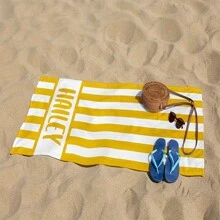 1pc Customizable Name Beach Towel, Striped Beach Blanket, Super Absorbent Quick Dry Microfiber Swimming Towel, Sand-Free Beach Accessory For Travel - Multicolor - View 8