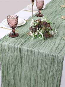 新款热奶酪桌旗褶皱面料波西米亚风格巴厘岛纱桌布婚礼派对装饰，巴厘岛纱褶皱桌布波西米亚风格乡村桌布婚礼派对晚会装饰，适用于派对、节日庆典。