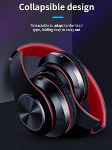 B39 RGB Lighting Wireless Headphones, Gaming Headset With Deep Bass, HIFI Sound Quality, Super Long Battery Life, Compatible With Apple, Android, 150mAh - Black and Red - View 2