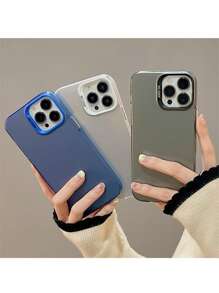 Dual-Layer IMD Simple Solid Color Silicone Phone Case - Compatible With IPhone 16 Pro Max/15/14/13/12/11, Full-Coverage Shock-Proof Protective Cover,International Version, Not The Domestic Version - Purple - View 3