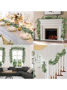 Artificial Willow Leaves Vine Twigs 2/1pc 5.58Ft Fake Hanging Ivy Plants Silk Green Leaf Rattan Garland Greenery Decor For Indoor Outdoor Home Wedding Arch Jungle Beach Birthday Party Garden