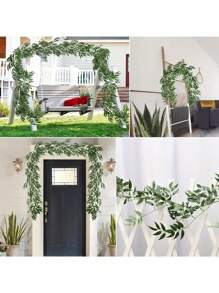 Artificial Willow Leaves Vine Twigs 2/1pc 5.58Ft Fake Hanging Ivy Plants Silk Green Leaf Rattan Garland Greenery Decor For Indoor Outdoor Home Wedding Arch Jungle Beach Birthday Party Garden