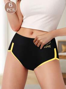 6pcs/Pack Women Plus Size Triangle Panty, Fashion Color Block Design, Soft & Breathable - Multicolor - View 7