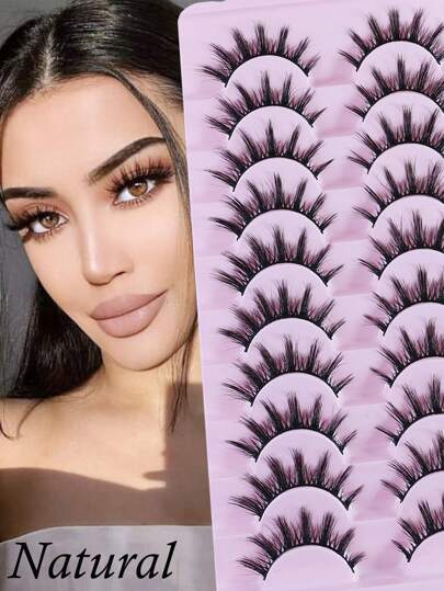 10 对动漫睫毛自然外观仿貂皮纤细蓬松 5D 浓密睫毛韩国日本亚洲角色扮演睫毛