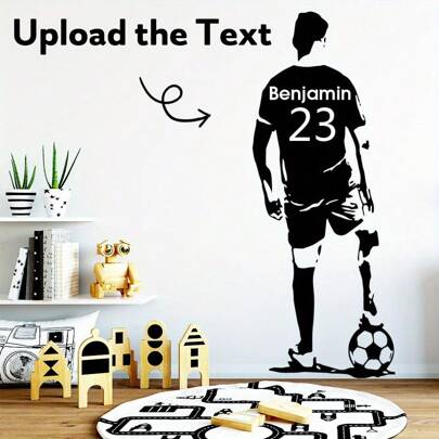축구 선수 실루엣 벽 데칼 개인화 ⚽️ 이름 및 번호 추가! 아이 방, 게임 구역, 생일, 축구 테마 파티, 아기방 장식에 완벽합니다 - 그들의 축구 여정을 축하하는 독특한 선물!
