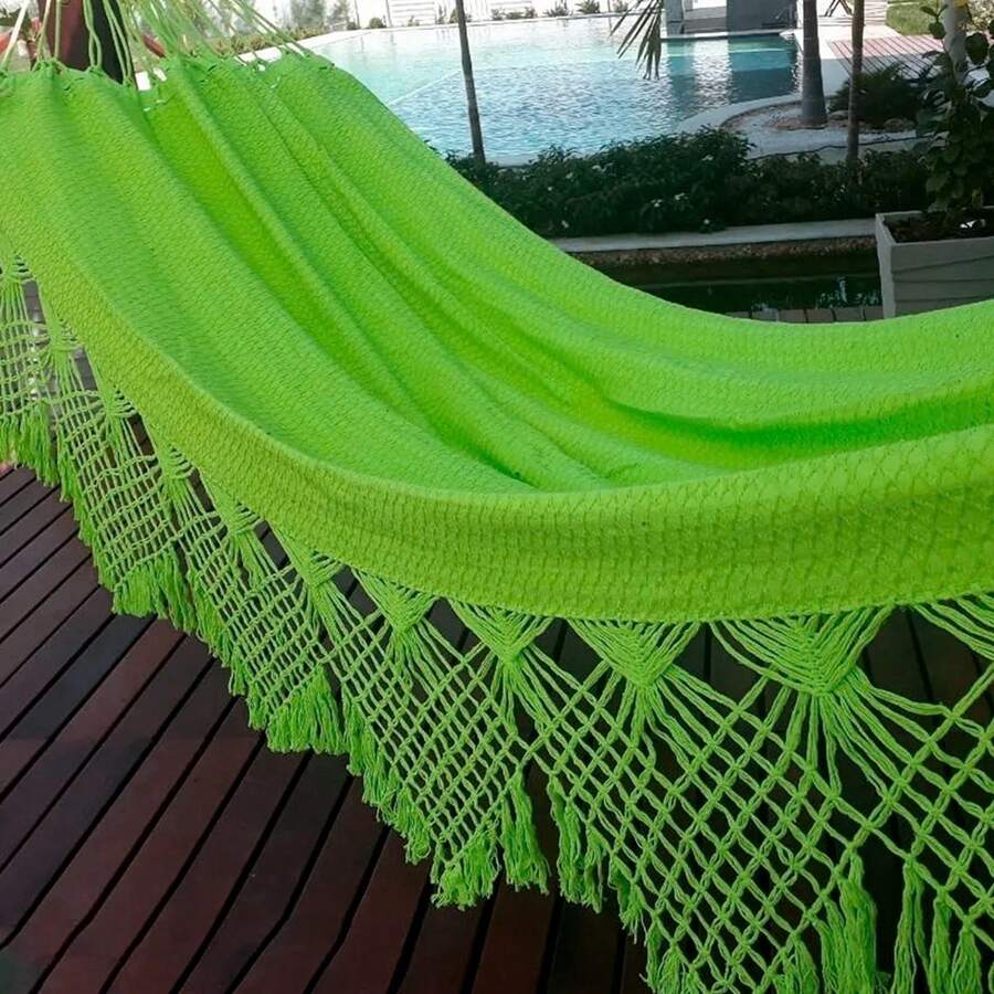 Luxury Large Reinforced Double Rest Sleeping Hammock - Green Lemon - View 1