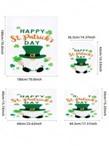 1pc St. Patrick's Day Spring Gnome Pattern Shower Curtain Set, Waterproof Polyester Fabric, Machine Washable, Top Hooks Included, For Bathroom Decoration, Home Decor Fall Decor Bathroom Accessories Back To School