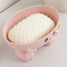 1pc Creative Cute Soap Dish, Plastic Drain Soap Dish, Cartoon Soap Holder, Bathroom Soap Holder, Multifunctional Soap Storage Rack, Bathroom Accessories Home Bathroom Decor