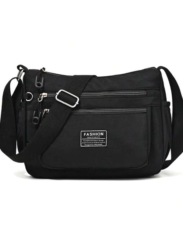 Lightweight Women's Crossbody Bag, Multi-Zipper Shoulder Bag Made Of Water-Resistant Nylon Fabric With Coin Purse
