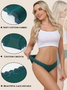 6 Packs Multicolor Women's Briefs Bikini Underwear Soft Low Waist Panties Cheeky Lace Women Underpants S-XXL - 彩色 - 查看 2