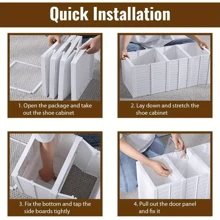 9 Stackable Folding Shoe Boxes With Doors - Dust-Proof Plastic Sneaker Storage Boxes, Space-Saving Storage For Entryway, Bedroom, Home And Dorm - White - View 9