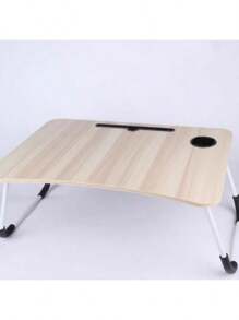 Mesa Cuadrada Pequeña, Mesa Plegable Multifunctional. You Can Put It In The Room And It Will Be Used For Use In The Dormitory. Tie A Support For Tablet And A Porta - Vasos, It Anti-Deslizante, Tiene A Ranura For Vasos And A Cajón.60*40*27CM - màu nâu - Xem 7